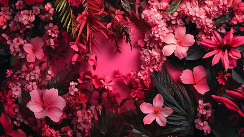 Pink Floral Arrangement Against Gradient Background Display
