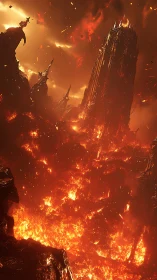 Infernal Architecture Burns as Towering Spires Crumble Into Molten Ruin