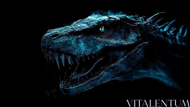 Midnight blue dragon roars with fierce, electric energy.