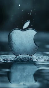 Apple Logo Frozen in Water Droplets.