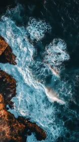 Golden cliffs and teal waves sharing a quiet coastal dance.