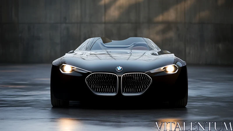 Photorealistic front-view study of futuristic BMW roadster form.