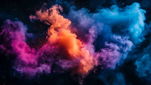 Glowing cosmic clouds swirling in bright pink, orange, and blue.