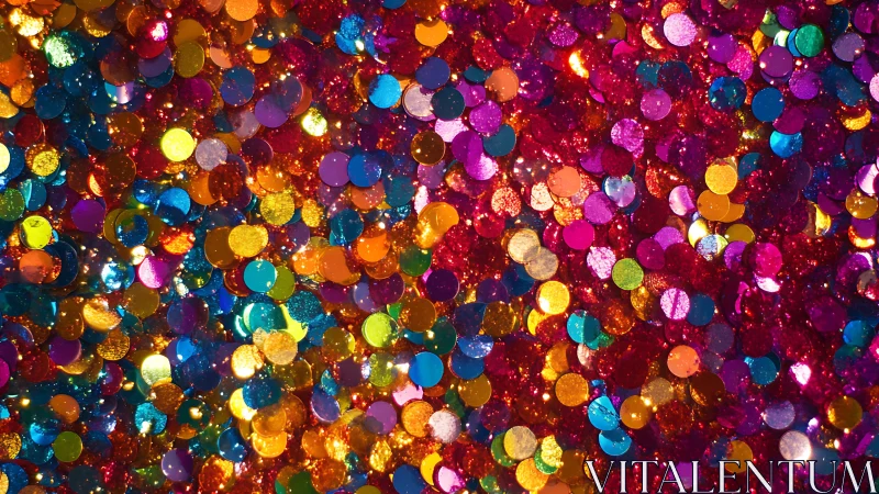 Multicolored round confetti fills the tightly cropped frame