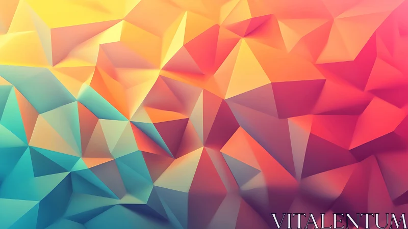 Polygonal gradient surface with faceted geometric planes.