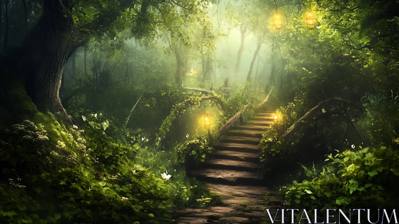 Enchanted Forest Pathway: Luminescent Architecture Through Ancient Woodland.