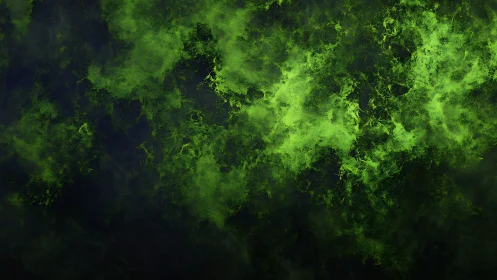 Green cloudlike texture fills dark abstract digital canvas
