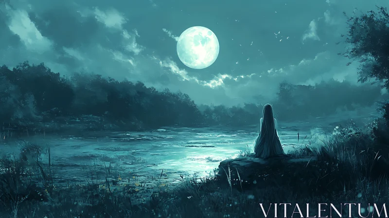 Moonlit river keeps quiet company with a lone dreamer