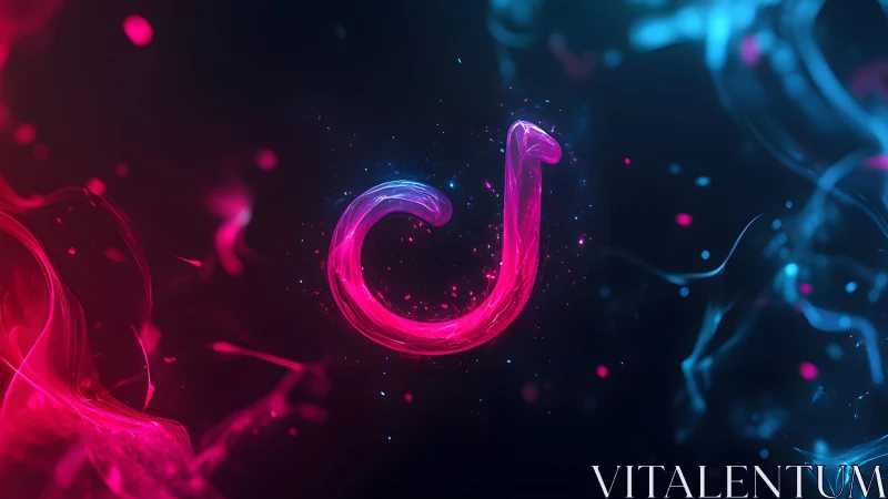 Neon TikTok Logo With Abstract Smoke and Glowing Effects.