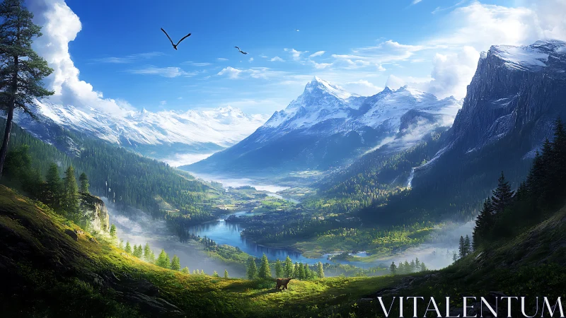 High-fidelity alpine valley vista with atmospheric depth mapping.