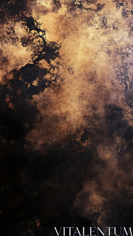 Burnished sepia corrosion over deep textured shadow field.