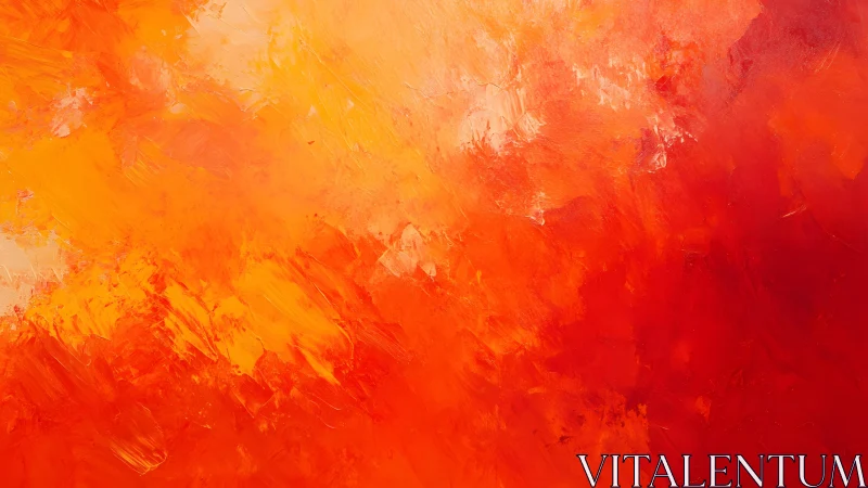 Vivid Abstract Painting with Bold Orange and Red Brushstrokes.
