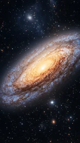 Spiral ember galaxy swirling through velvet starfields.