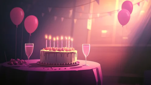 Birthday Celebration in Warm Ambient Glow.