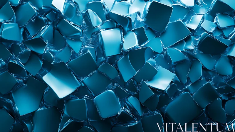 Shiny Blue Ice Cubes Abstract Background in Modern 3D Style.
