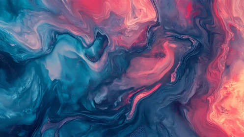 Chromatic fluid dynamics in teal, magenta and radiant coral.