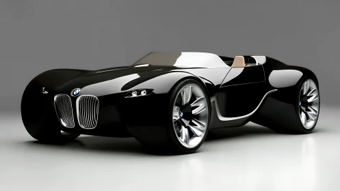Sleek black BMW concept roadster with sculpted bodywork.