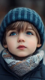 Sweet Moments in Blue: A Child's Gentle Gaze