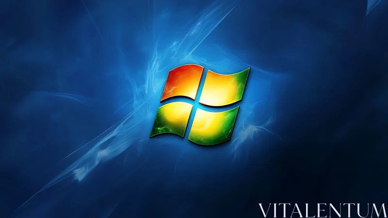 Windows style quadrants logo on luminous blue background.