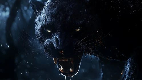 Predatory black panther rendered with cinematic low key lighting