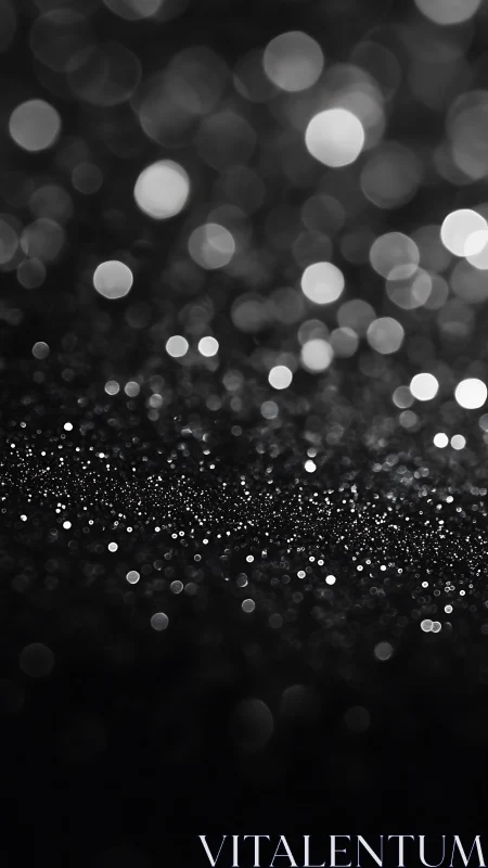 Monochrome bokeh field renders luminous particulate depth