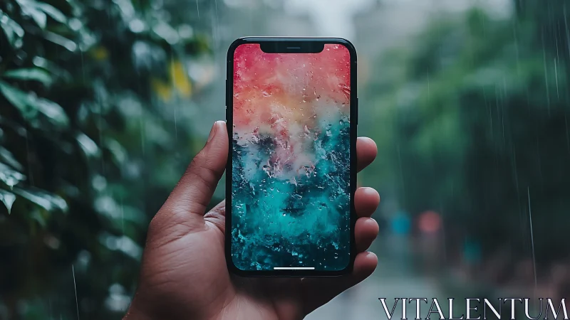 Rainy Day Beauty: Colorful Wallpaper in Hand