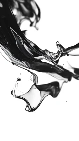 Liquid ink ribbon dancing across white silence.