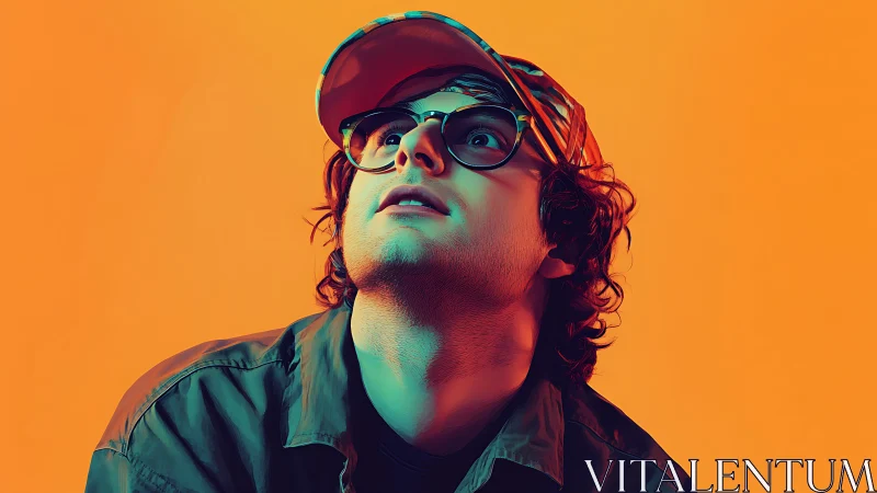 High-saturation stylized portrait with dual-tone color grading and rim lighting