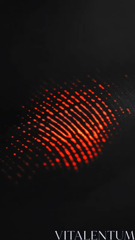 Glowing red fingerprint pattern floats on deep black void.