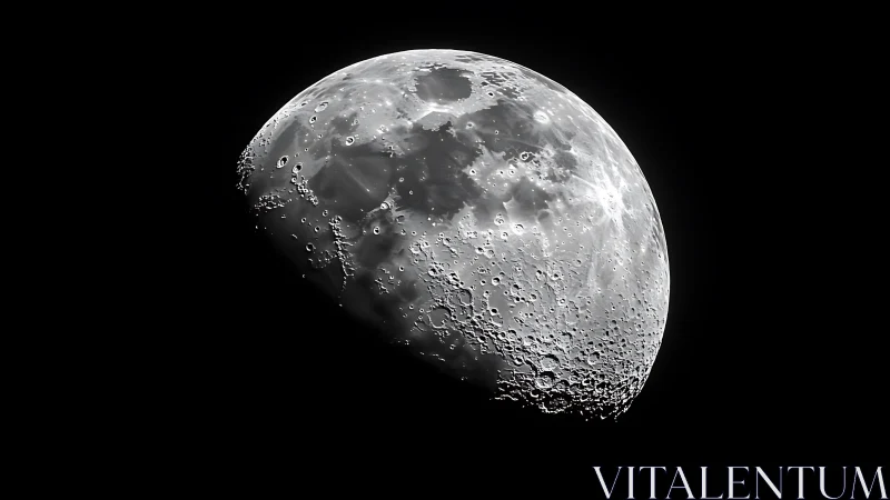 Lunar surface close-up with craters in partial illumination.