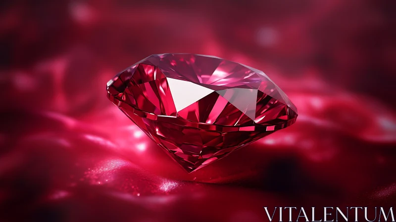 Crimson gemstone sails slowly across a molten velvet sea