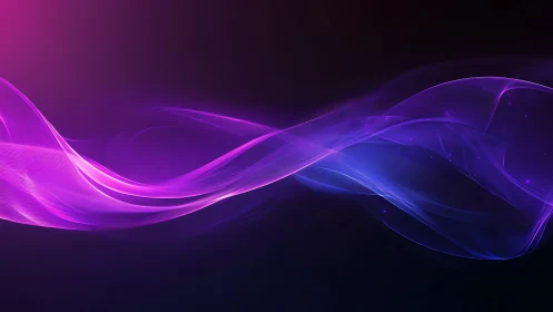 Neon light waves form flowing ribbon across dark background