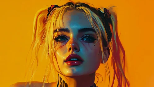 Neon lit punk portrait captures intense cinematic gaze
