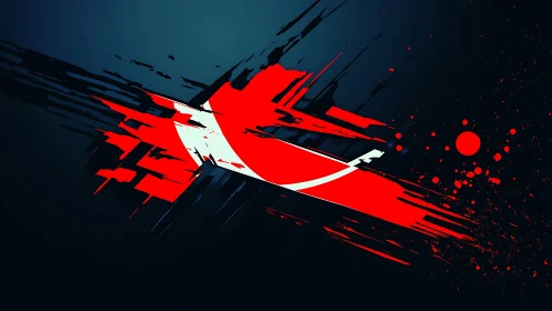 Dynamic Abstract Red and Black Digital Art with Splatter Effect.