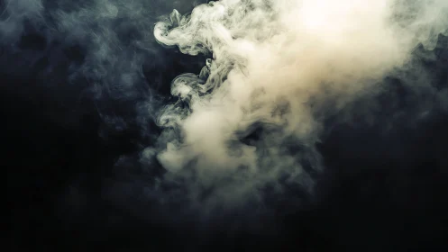 Soft spirals of pale smoke drift gently across deep shadow