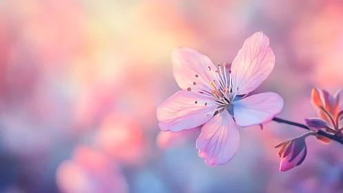 Delicate Pink Butterfly Flower with Soft Bokeh Background.