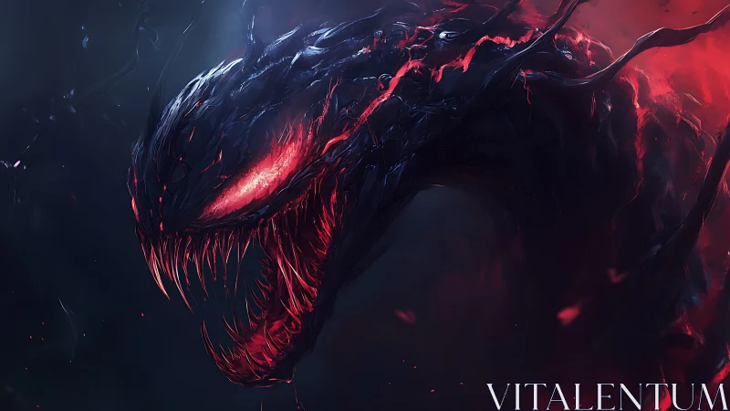 Bioorganic serpent head renders in high contrast red-black lighting