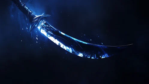 Glacial arc blade digital painting with luminous contrast.