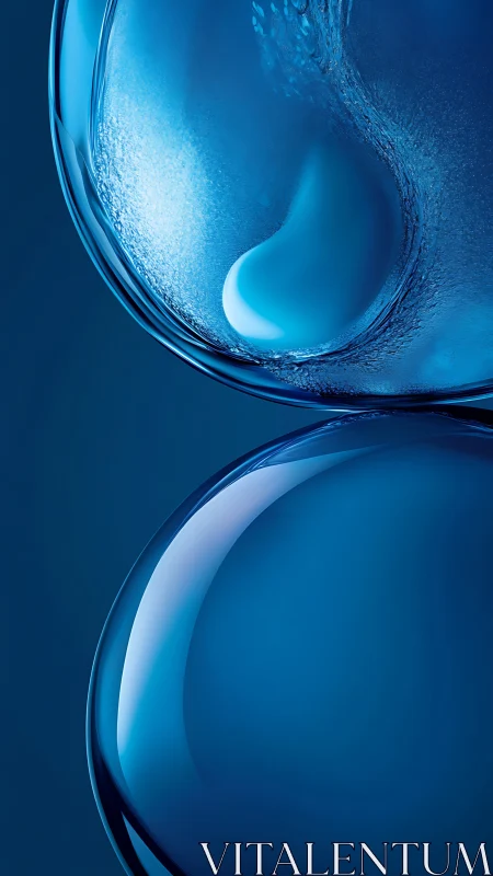 Blue liquid spheres in close-up abstract composition.
