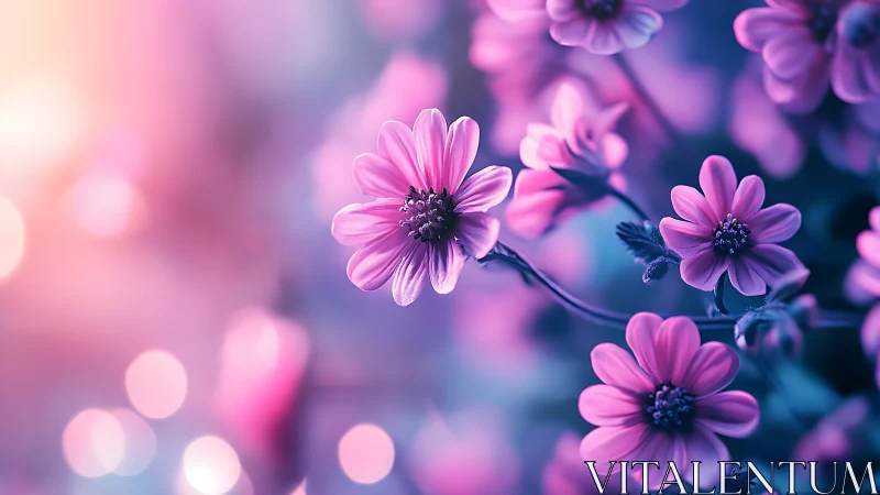 Soft Pink Flowers Dance in Dreamy Bokeh Light