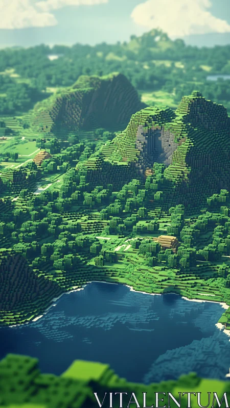 Minecraft Mountains Meet Real Skies.