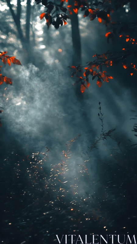 Autumn Forest Bathed in Ethereal Sunlight.