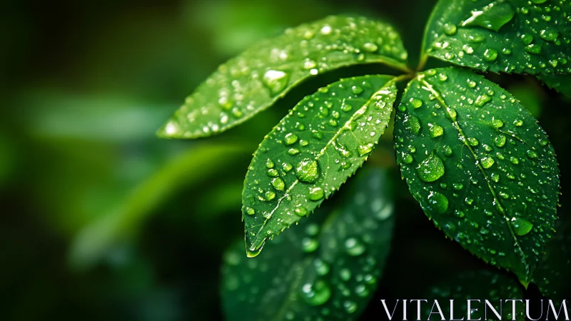 Close-up view shows green leaves with water droplets