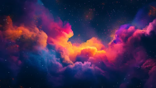 Nebula carnival of color swirling through midnight cosmos.