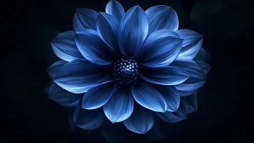 Indigo Bloom Rising: Electric Petals Ignite Midnight Darkness.