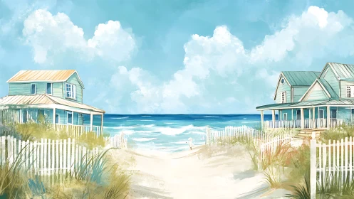 Salt-kissed cottages lean toward a watercolor summer horizon