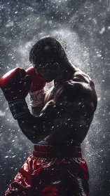 Crystalline Combat: Boxer Defies Frozen Storm