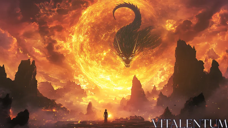 Solar dragon formation observed above volcanic wasteland