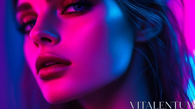 Neon-lit digital portrait with vivid magenta cyan glow.