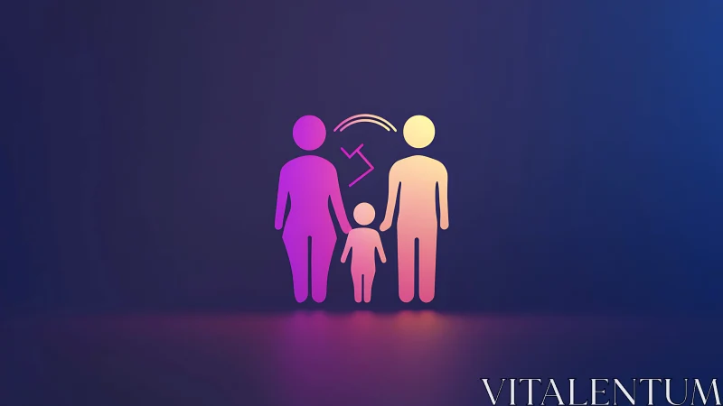 Minimal gradient family icon with broken connection arc.